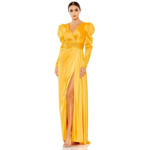 Mac Duggal Formal Evening Gown Womens Plus 16 Gold Maxi Dress Wedding Party - Picture 1 of 13